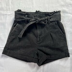 Express Black High Waist Shorts with Tie Belt